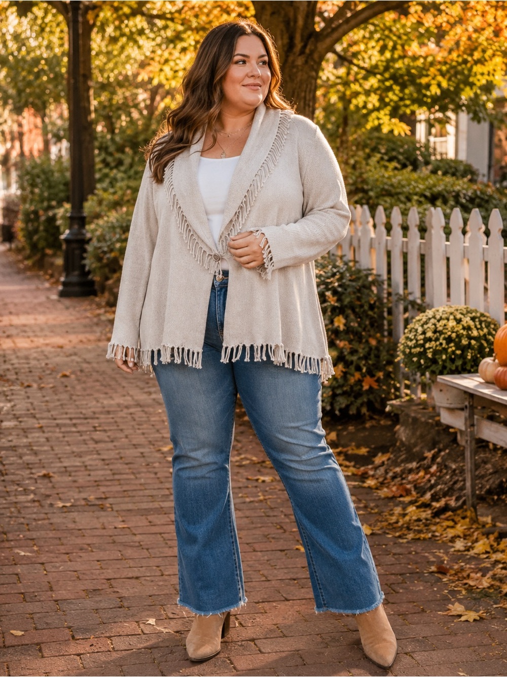 A. Giannetti Woman 2X Fringe Shawl Collar Cardigan Rabbit Hair Boho
